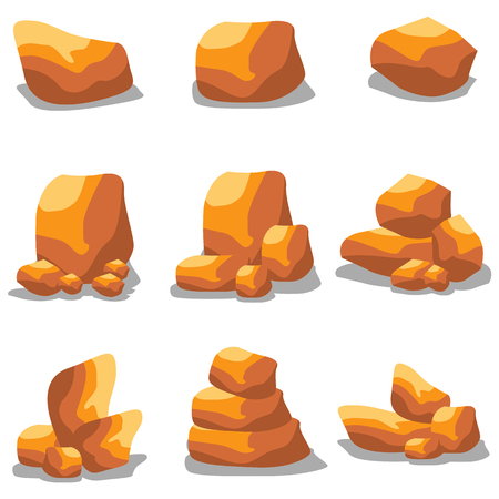 Golden stone set object of  art illustrationのイラスト素材