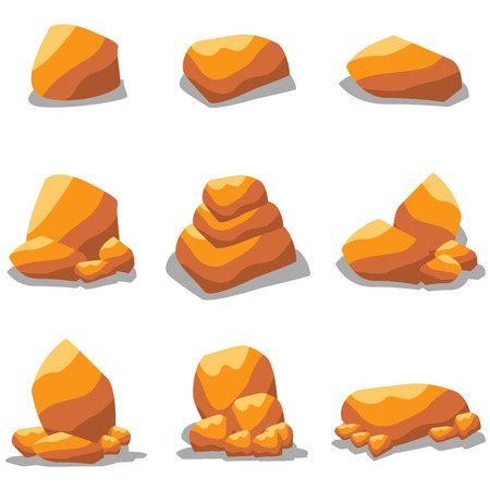 Golden rock set of art illustrationのイラスト素材