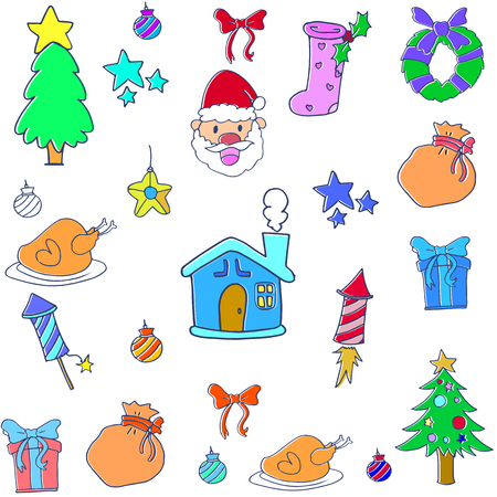 Christmas set object of doodles artのイラスト素材