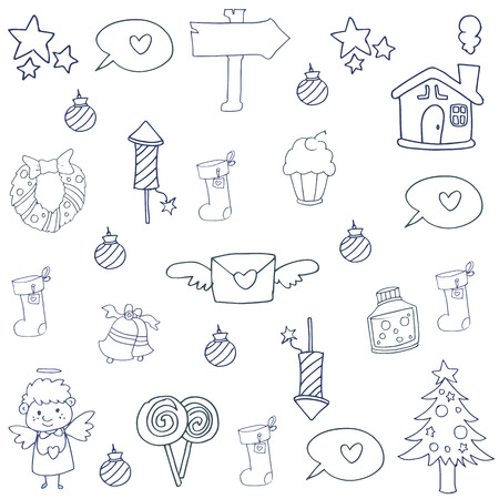 Hand draw object christmas of doodle  artのイラスト素材