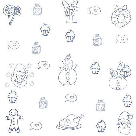 Doodle of flat christmas hand drawのイラスト素材