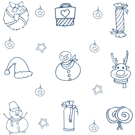 Collection christmas object of doodleのイラスト素材