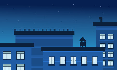 At night building landscapeのイラスト素材