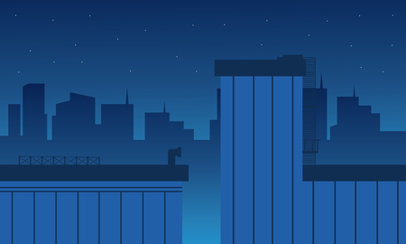 flat of building and city landscape illustrationのイラスト素材