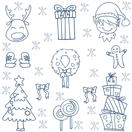 Christmas  illustration doodles setのイラスト素材