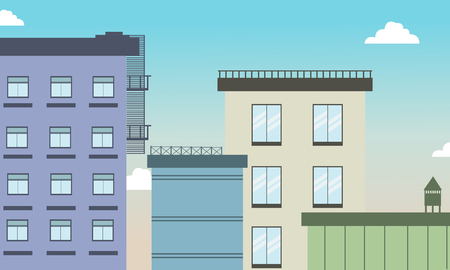 Building silhouette and colors of illustration vector artのイラスト素材