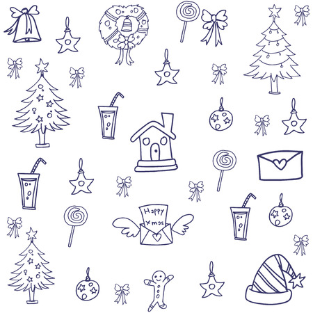 Christmas doodle set vector art collection stockのイラスト素材