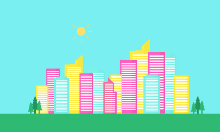 Silhouette of building beautiful landscape vector flatのイラスト素材