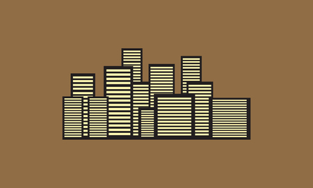 Building city vector of silhouette with brown backgroundsのイラスト素材