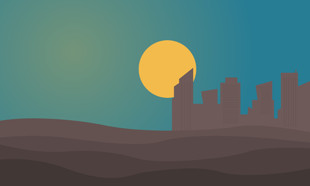 Silhouette of urban city on desert vector illustrationのイラスト素材