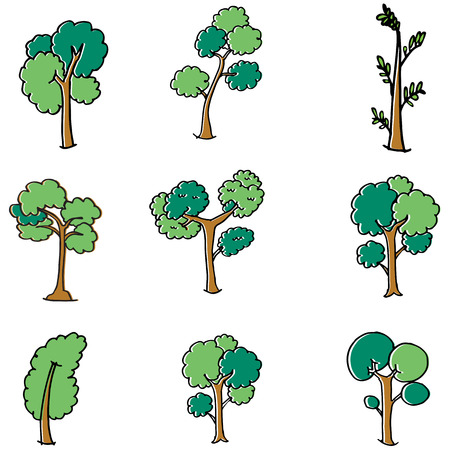 Different design tree set doodle vector artのイラスト素材