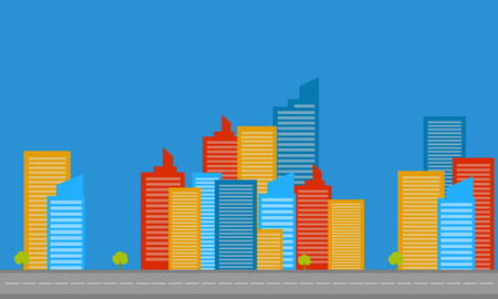 Silhouette of urban with blue backgrounds vector illustrationのイラスト素材