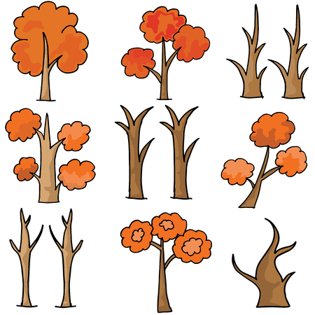 Doodle of tree set style vector illustrationのイラスト素材