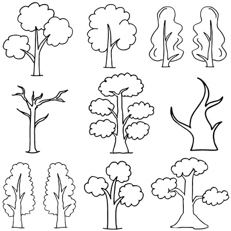 Doodle of tree sketch hand drawのイラスト素材