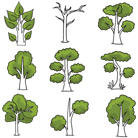 Doodle of ornament trees vector art illustrationのイラスト素材