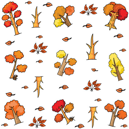Vector art of tree and leaf doodlesのイラスト素材