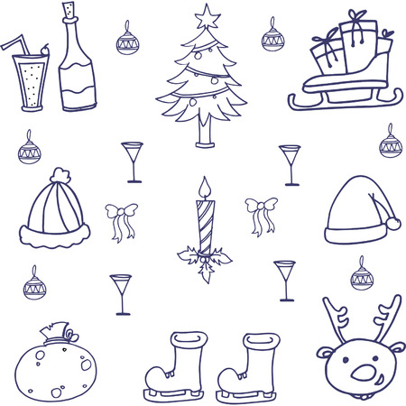 Doodle of christmas object vectorのイラスト素材