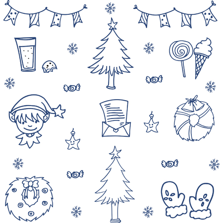 Christmas set doodle vector artのイラスト素材