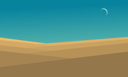 Desert landscape at night vector flat illustrationのイラスト素材