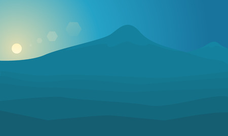 Big mountain at sunrise landscape of silhouette vector illustrationのイラスト素材