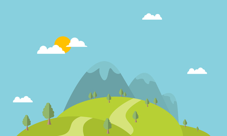Mountain and hill beautiful landscape vector illustrationのイラスト素材