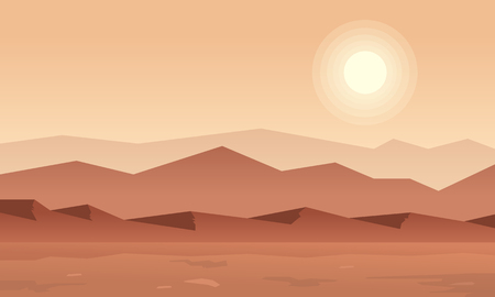 Silhouette of mountain at sunset vector illustrationのイラスト素材