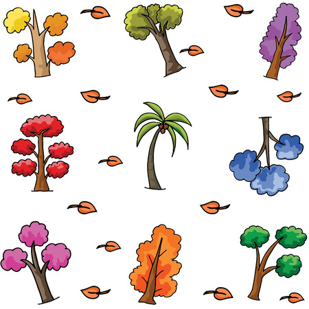 Set of various tree doodles vector artのイラスト素材