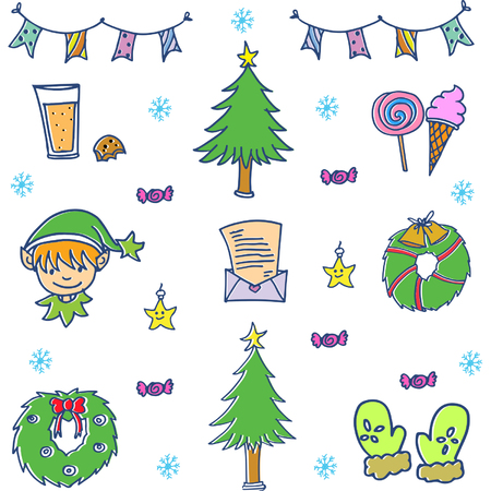 Doodle of cute object christmasのイラスト素材