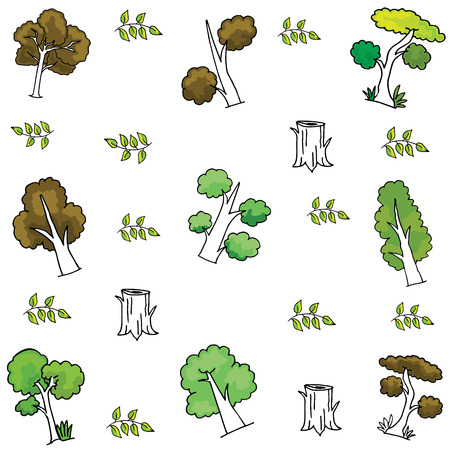 Tree wood leaf of doodlesのイラスト素材