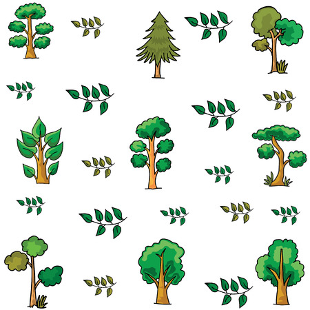Doodle of tree various collectionのイラスト素材
