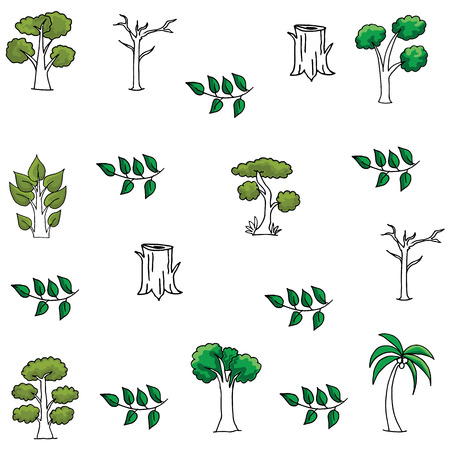 Vector art of tree doodles collection stockのイラスト素材