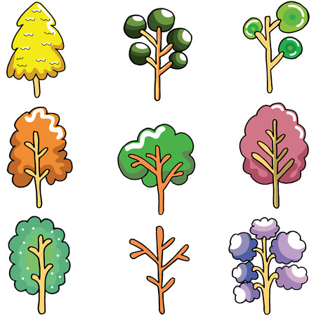 Doodle of unique tree collection vector artのイラスト素材