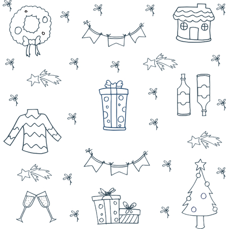 Hand draw christmas doodle setのイラスト素材