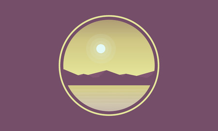 Silhouette of mountain with lake landscape illustrationのイラスト素材