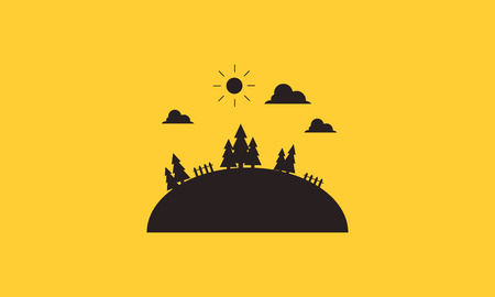 Simple silhouette of hills vector flat illustrationのイラスト素材