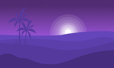 Silhouette of desert and moon landscape vectorのイラスト素材