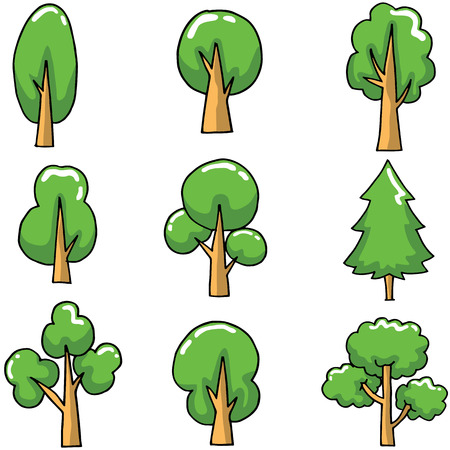 Doodle of cartoon tree set style vector artのイラスト素材