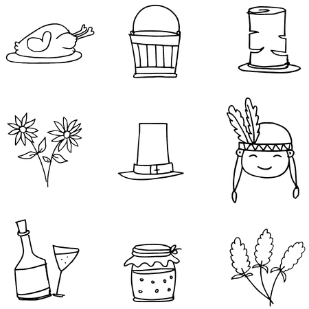 Doodle of object thanksgiving hand draw vector artのイラスト素材