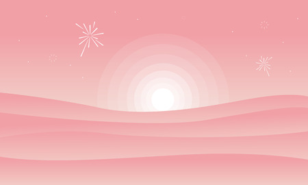 Silhouette of dessert and sun landscape vector illustrationのイラスト素材