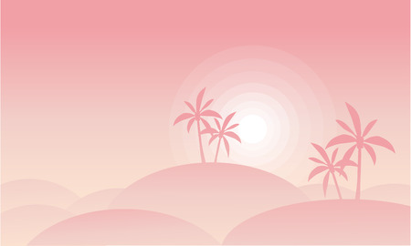 Silhouette of hill and palm scenery vector illustrationのイラスト素材