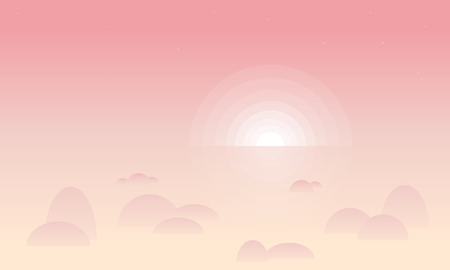 Silhouette of rock in sea scenery vector illustrationのイラスト素材