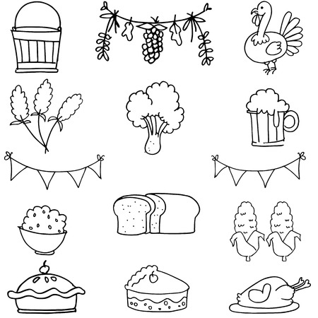 Doodle of happy thanksgiving elementのイラスト素材