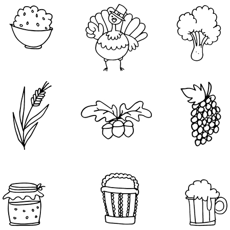 Doodle of object thanksgiving hand draw vector artのイラスト素材