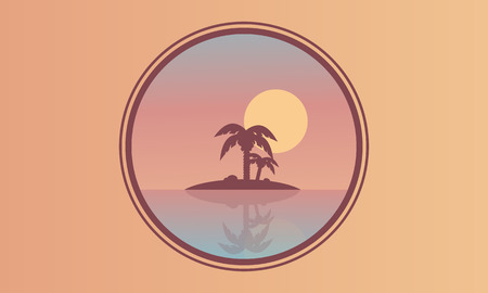 Beautiful landscape islands at sunset of silhouette vectorのイラスト素材