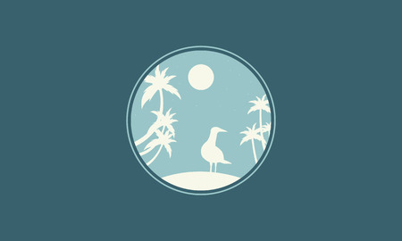 Bird and moon landscape of silhouettes vector illustrationのイラスト素材