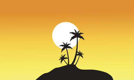Beautiful scnery palm trees of silhouettes vector illustrationのイラスト素材
