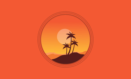 Silhouette of palm on orange backgrounds vector illustrationのイラスト素材