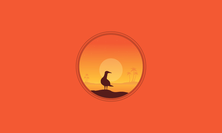 Silhouette of one seabird scenery evctor illustrationのイラスト素材