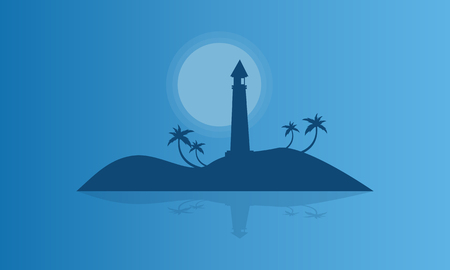 Silhouette of islands at night vector illustrationのイラスト素材