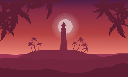 Silhouette of islands on red backgrounds vector illustrationのイラスト素材